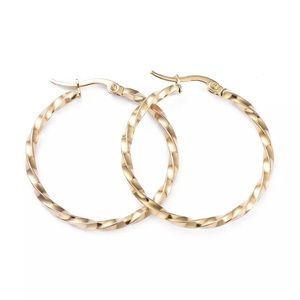 Stainless Steel Twisted Hoop Earrings